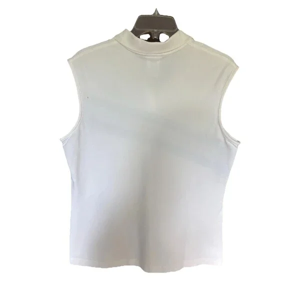 Disney Shirt Women L Sleeveless White Blue Stripe Cotton Mickey Mouse Brand New! - Picture 4 of 8